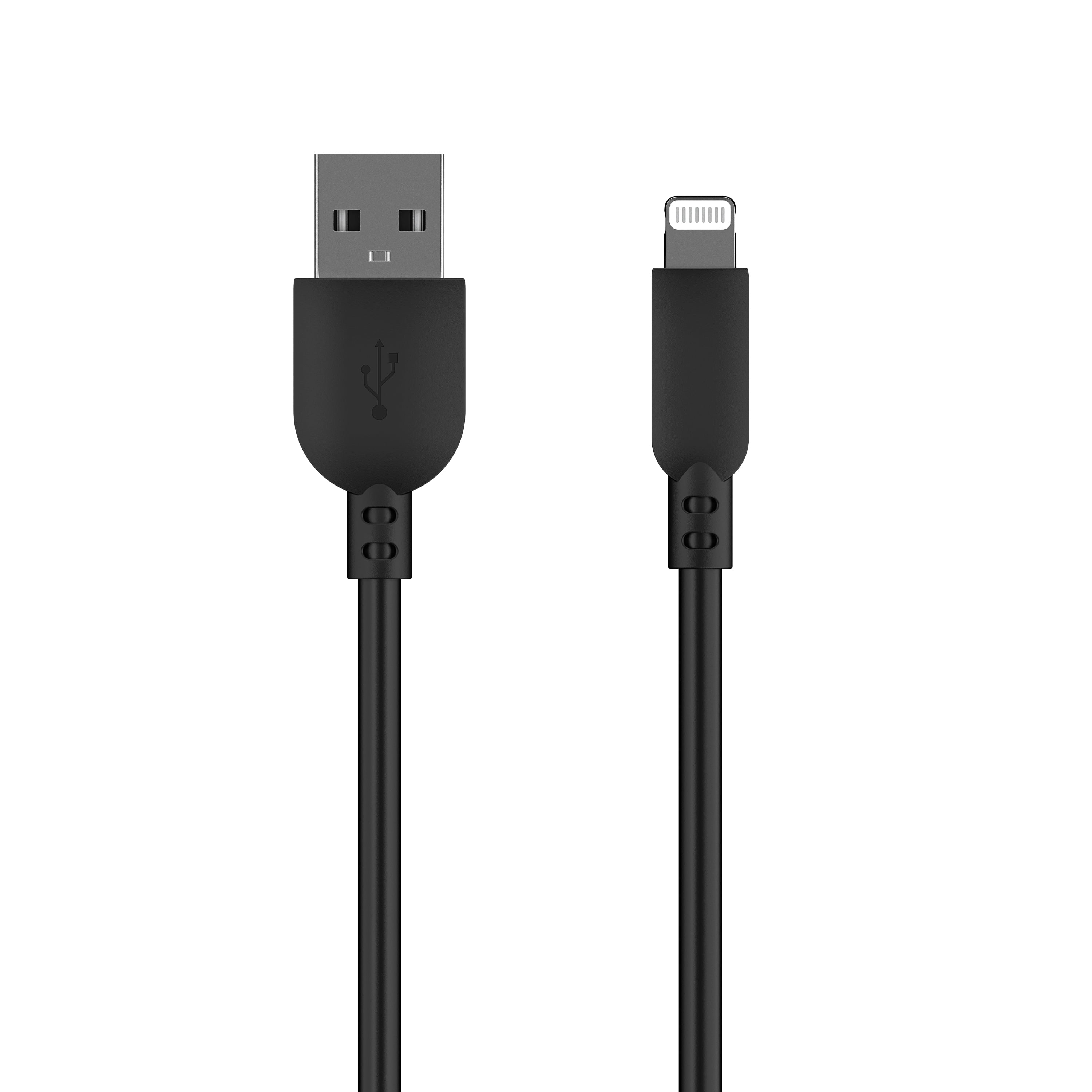 onn. Lightning to USB Cable, Black, 6'