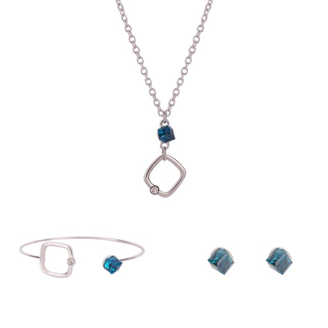Genérico Collar Pendientes Colgante Cristal Cristal Aleación de zinc Plata 1 Juego Zulema pulseras