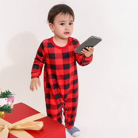 

Jialili Toddler Baby Boys Girls Christmas Cute Lattice Print Romper Family Parent-Child Wear Baby White 18-24 Months