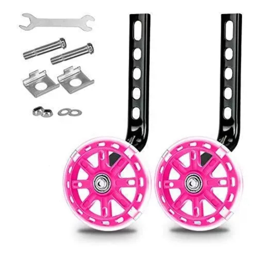 Heavy Duty Stabilizers Bicycle Wheel for Boys and Girls Bike SKYSAB Training Wheels for 12 14 16 18 20 Inch Kids Bikes Handlebar Grips and a Bell Accessories for Children Bicycles Pink 