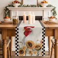 thumbnail image 4 of Sunflowers Rooster Cotton Linen Table Runner for Dining Kitchen, Farmhouse Vintage Beige Burlap Plaid Wedding Outdoor Party Tablerunners, Dresser Scarf Coffee Tablecloth Runners 13x60 Inches, 4 of 9