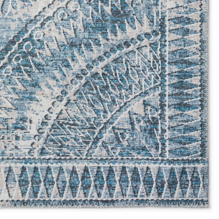 Yuma Blue Transitional Medallion 3 ft x 5 ft Area Rug Blue AYU37