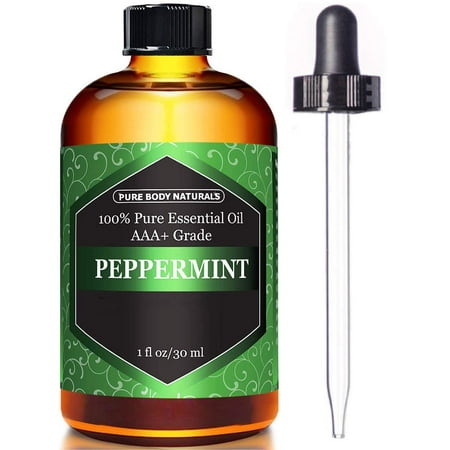 Peppermint Essential Oil, 100% Pure and Undiluted, Therapeutic Grade Aromatherapy Oil for Diffuser, Relaxation, Repel Mice & Mosquitos by Pure Body Naturals, 1 fl. (Best Essential Oil To Thicken Hair)