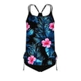 thumbnail image 3 of Racerback Swimsuits Womens 2 Piece Tankini Bathing Suits Tropical Beach Modest Swimwear Tops with Briefs(Navy S), 3 of 6