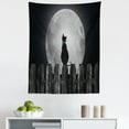 thumbnail image 1 of Moon Tapestry, Silhouette of a Cat Looking to Full Moon While Sitting on the Fence Animal, Fabric Wall Hanging Decor for Bedroom Living Room Dorm, 5 Sizes, Black Pale Grey Blue, by Ambesonne, 1 of 1
