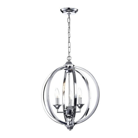Hung Chrome Pendant - Birgir Chrome Metal 17-inch Round Pendant Light