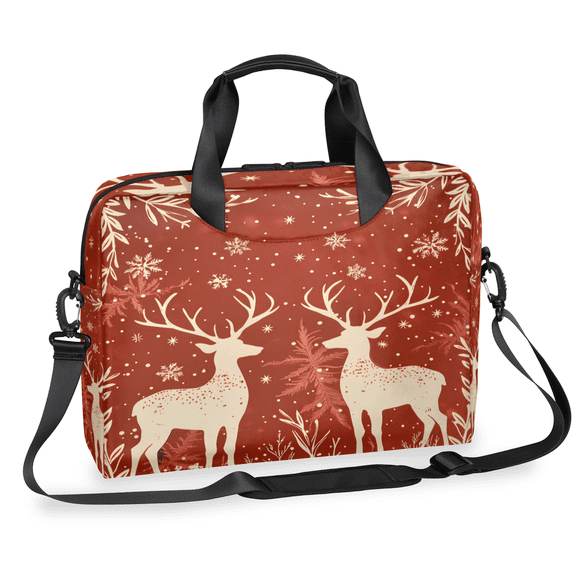 Herdesigns Reindeer And Holly Christmas Laptop Bag for Women Men, Computer Case Briefcase Messenger Bags, 15-15.6 inch Laptop Sleeve Shoulder Bag