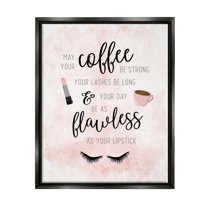 Stupell Industries Inspirational Flawless Phrase Glam Lashes Coffee Calligraphy Graphic Art Jet Black Floating Framed Canvas Print Wall Art, Design by Natalie Carpentieri