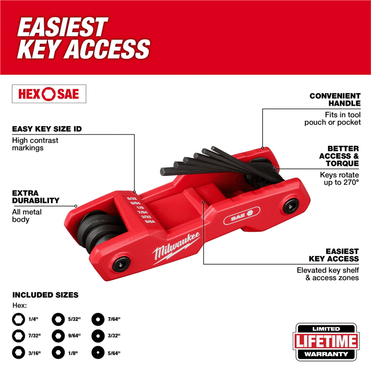 Milwaukee Tool 2PC 17-Key Folding Hex Key Sets - SAE/Metric