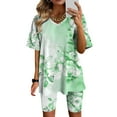 thumbnail image 2 of Blusas para las Mujeres Casual, Cuello en V de Manga Corta Impresa Superior Y Suelto Pantalones Cortos, Conjuntos de Moda de Verano, 2 of 4