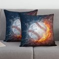 thumbnail image 3 of Funny 3D Baseball Throw Pillow Covers Cool Water with Fire Pattern Soft Decorative Throw Pillowcase Indoor/Outdoor Square Pillow Cover Cushion Case for Couch Sofa Kids Bedroom Car (16in x 16in), 3 of 6
