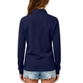 thumbnail image 7 of Girls Long Sleeve Collar Pique Polo Shirts Kids School Uniform Daily Tops Navy 150, 7 of 7