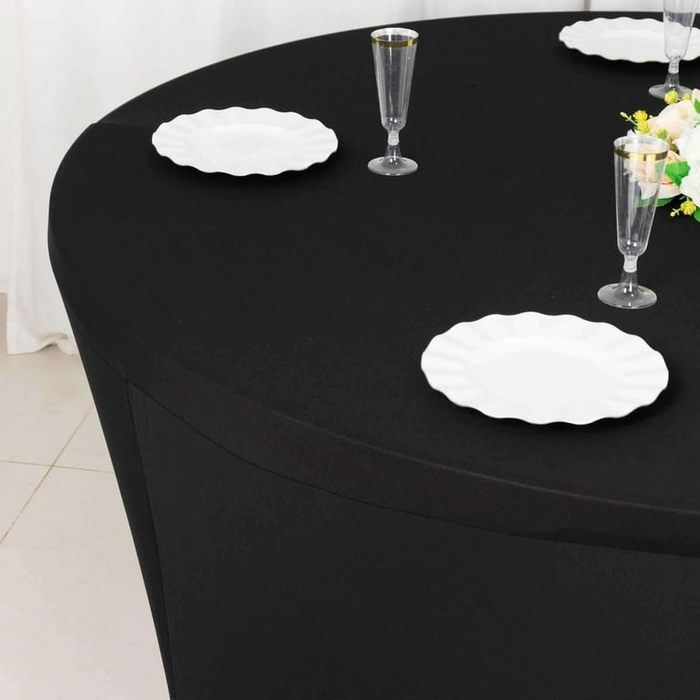 SSYAQRA 4 Pack 60 Black Spandex Tablecloth - 5FT 60 in Black Round Stretch Tablecloth Party Elastic Table Cloths Stretch Table Cover for Wedding Event and Parties