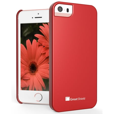 Glossy Case Cover - iPhone SE Case, GreatShield Guardian UV Glossy Series Slim Fit Snap On Case Back Cover for Apple iPhone SE / 5S / 5 (Red)