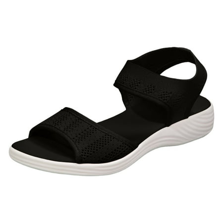 

QYZEU Women s Sandals Sandals for Women Wide Shoes Thick Sole Wedge Sandals Fashionable Breathable Beach Sandals for Women Flat Beach Sandal Black 40