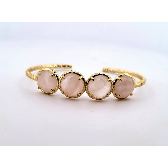 Natural Rose Quartz Adjustable Gold Bracelet