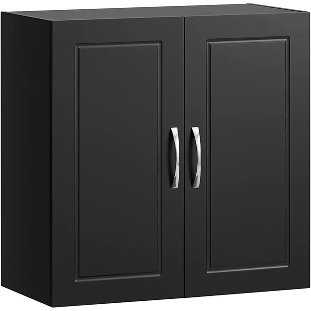 SoBuy FRG231-SCH,Wall Storage Cabinet Unit with Double Doors,Kitchen Bathroom Wall Cabinet,Garage or Laundry Room Black