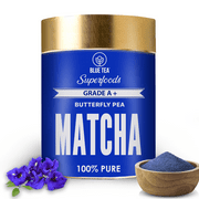 BLUE TEA - Butterfly Pea Matcha Powder (1.76 Oz) || HEALTHY SUPERFOOD || Ceremonial Grade - Dessert, Muffins - For Gift - Eco Conscious Tin Packaging |
