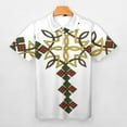thumbnail image 3 of Ethiopian Cross Framed Men Zipper T-shirt Summer Casual Short Sleeve T-shirt Top, 3 of 7