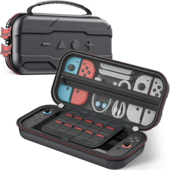 Daenfyy Hard Shell Carrying Case for Nintendo Switch 2 and Switch Console, Ultra Slim Portable Travel Game Bag with Storage for 24 Game Cartridges & Accessories,White