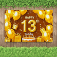 thumbnail image 5 of Golden Themed 13th Birthday Backdrop Banner Party Decors with Balloons Gifts Cake Photography Props Happy Birthday Party Supplies, 5 of 7