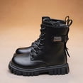 thumbnail image 4 of Kids Mid Calf Combat Boots Lace Up Side Zipper Waterproof Boots Slip-Resistant & Durable Stylish Shoes for Toddler/Little Kid/Big Kid Black 37, 4 of 9