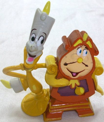 Disney Princess- Beauty and the Beast, Lumiere and Cogsworth Petite Figure Dolls Toy Cake Topper Figure