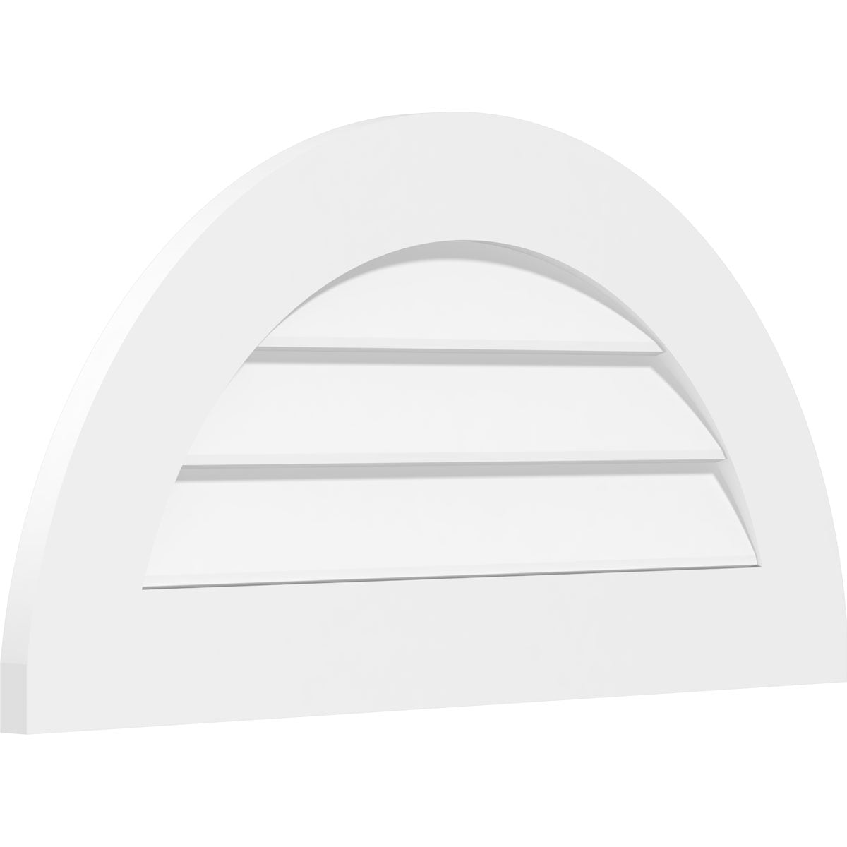 26"W  x 13"H Half Round Surface Mount PVC Gable Vent: Non-Functional, w/ 3-1/2"W x 1"P Standard Frame