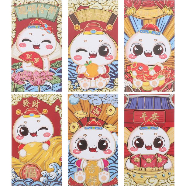 6 sobres rojos del año 2025, para el Año de la Serpiente China, para el Festival de Primavera, Hong Bao rojo de Año Nuevo para bodas y cumpleaños