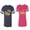 Men Navy / Women Pink, variant on King Queen Gold Unisex Couple Matching Cotton Jersey style T-Shirt Contrasting stripes on sleeves (Men Navy / Women Green) (Men M / Women M)