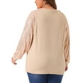 thumbnail image 4 of DARING DIVA Women's Plus Long Sleeve Shimmer Glitter Blouse 1X Pink, 4 of 6