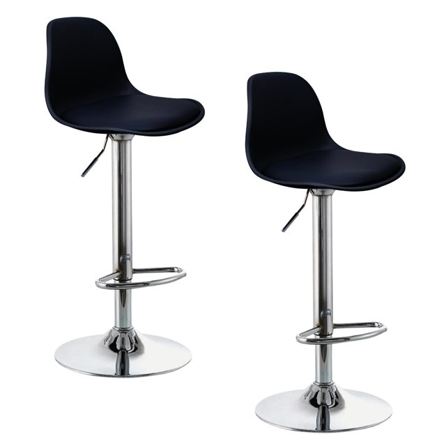 Banco Silla De Comedor Giratorio Respaldo Set 2pzs Cafeteria negro 1
