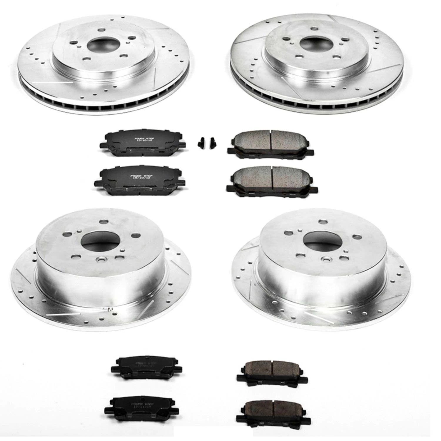 PowerStop Front and Rear Z23 Evolution Sport Carbon-Fiber Ceramic Brake Pad and Drilled & Slotted Rotor Kit Fits: LEXUS TOYOTA Select Models K4530