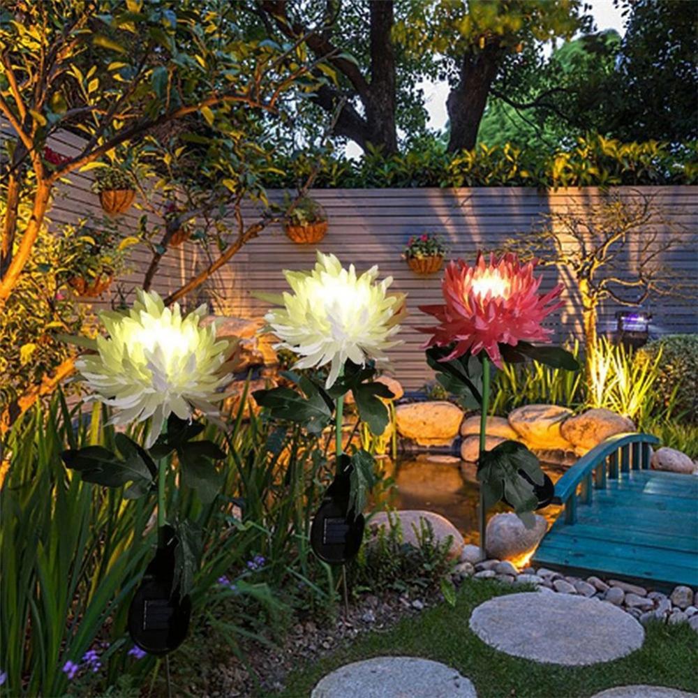 Outdoor Solar Flower Lights, Flower Solar Garden Lights, Solar Pathway Lights Powered Solar Lights Outdoor Decorative Yard (Chrysanthemum) - image 4 of 9