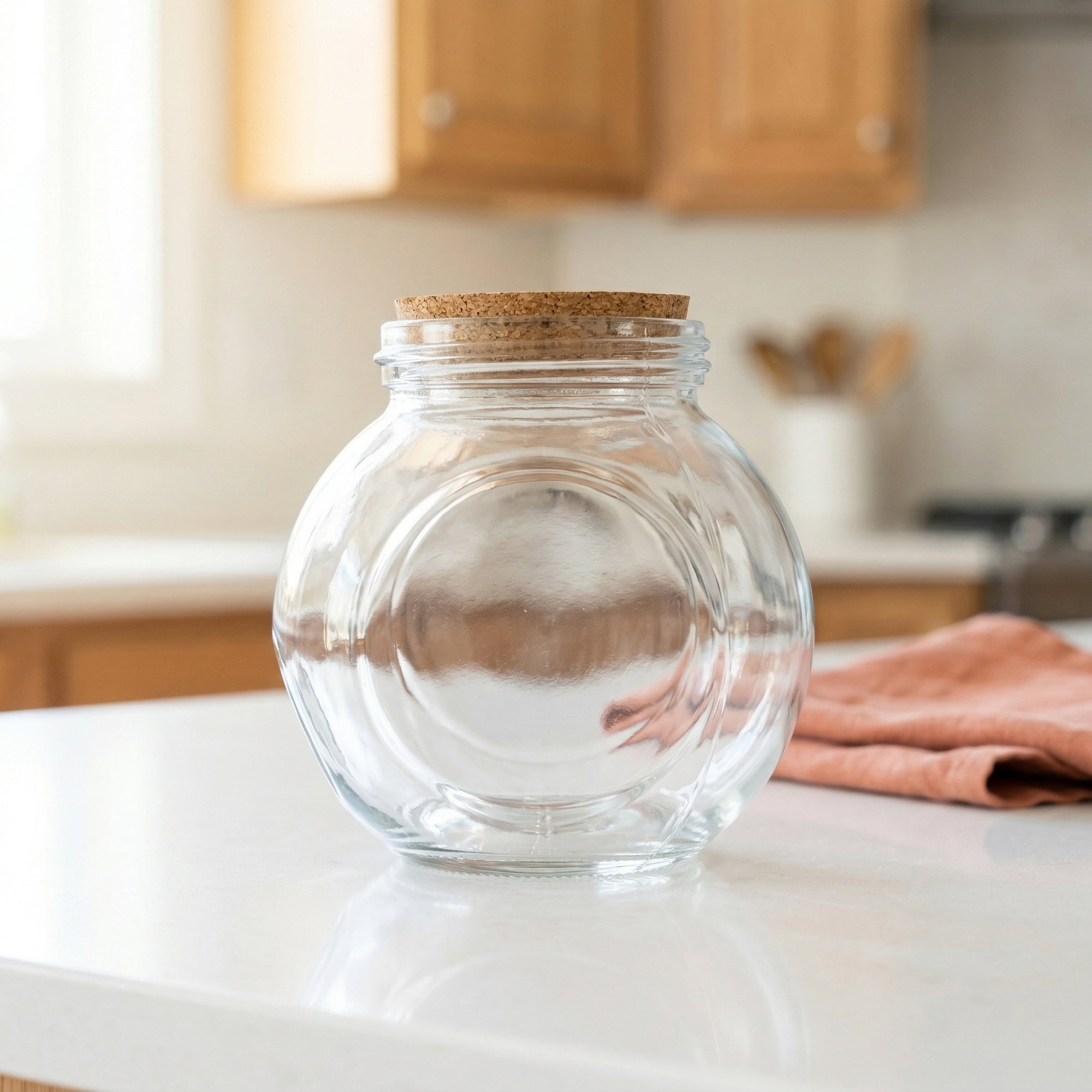 Unique Bargains Large Glass Storage Jars with Cork Lids and Jute Twine Tags Round 3.1"L x 3.1"W x 3.9"H