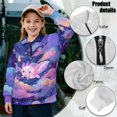 thumbnail image 6 of COEQINE Long Sleeve Pullover for Girls, Quarter Zip Loose Fit Sweatshirt, Soft Polyester Winter Clothes Sweater for Everyday Wear Ages 7-8, Axolotl Moon Star Galaxy, 6 of 7