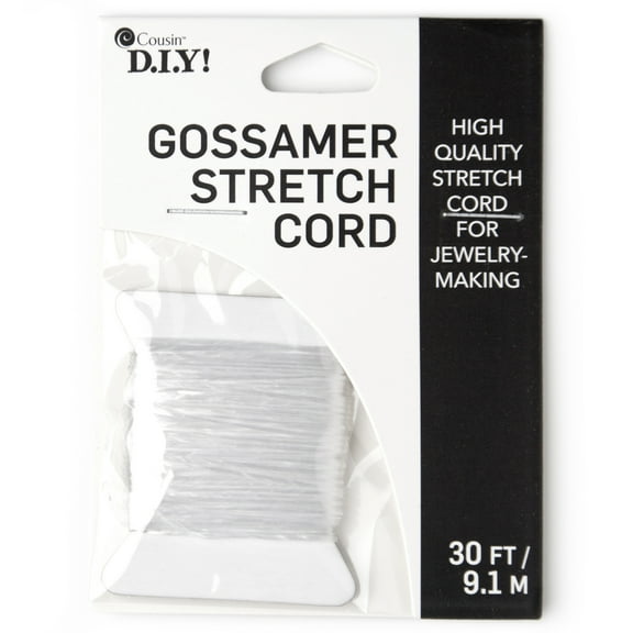 Cousin DIY Gossamer Stretch Cord, 30 ft Roll, Jewelry Making, White