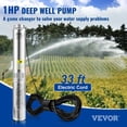 thumbnail image 2 of VEVOR Deep Well Submersible Pump, 1HP 230V/60Hz, 37gpm Flow 207ft Head, with 33ft Electric Cord, 4" Stainless Steel Water Pump for Industrial, Irrigation&Home Use, IP68 Waterproof Grade, 2 of 6
