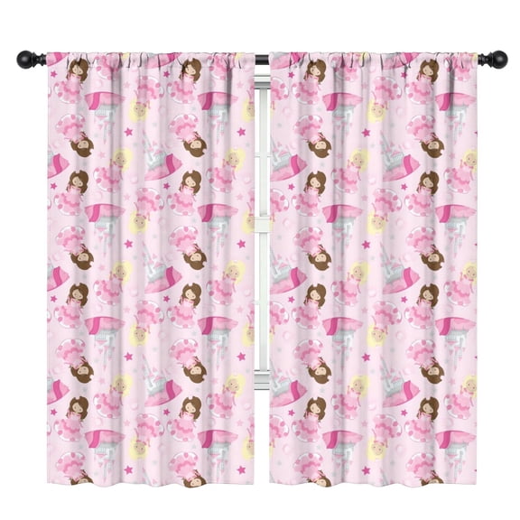 Blackout Kids Curtains,Princess Castle Pattern Childrens Insulated Curtains Set Of 2,Bedroom Essentials,Toddler Room Decor 42"x84"