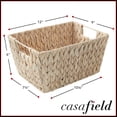 thumbnail image 4 of Casafield Set of 4 Water Hyacinth Storage Baskets with Handles - Whitewash White, 12" x 9" x 6" Rectangular Storage Shelf Bins, Blankets, Laundry, 4 of 7