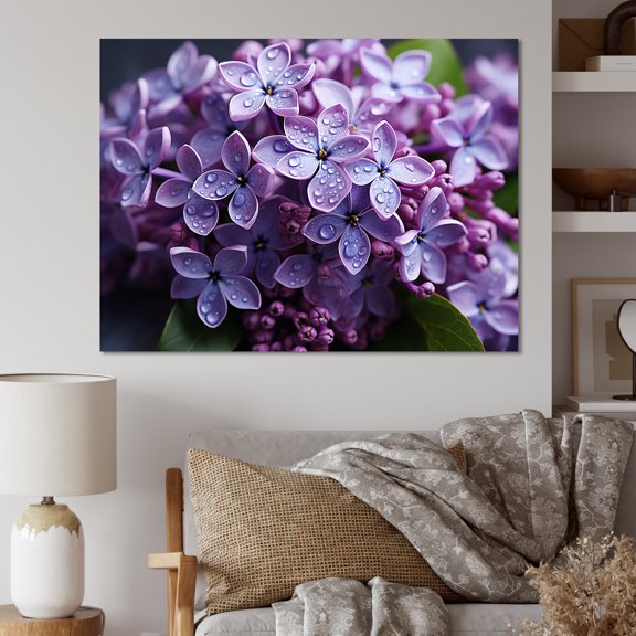 Designart "Lilacs landscape Vibrant" Floral Canvas Art Print