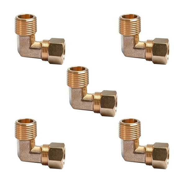 LTWFITTING 5/8" OD x 1/2" Male NPT 90 Degree Compression Elbow,Brass Compression Fitting(Pack of 5)