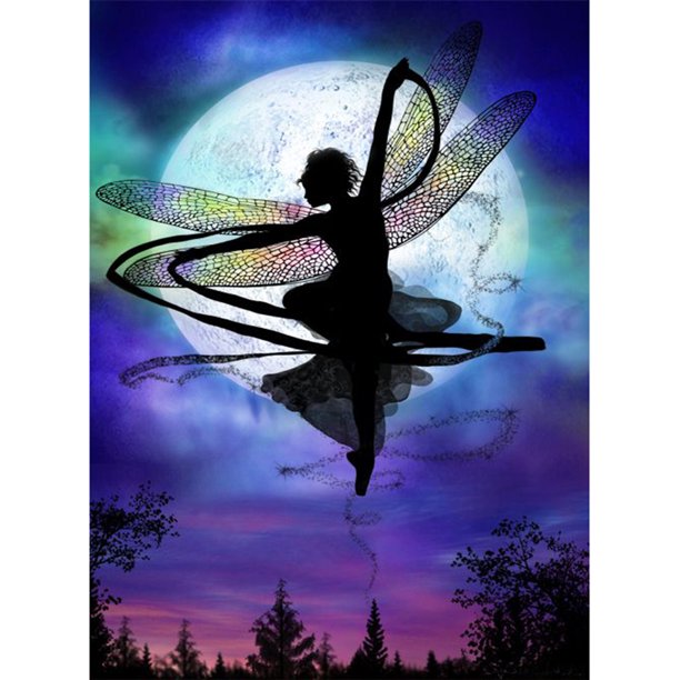 Diamante (DB0304) 5D DIY Pintado Redondo Chica Luna (LD70) 45x60cm FLhrweasw Nuevo