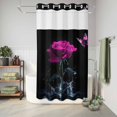 thumbnail image 6 of No Hook Shower Curtain with Built-in Rings - Vintage Washable Waterproof Fabric Bathroom Curtains for Hotel,Rentals, Stall 36 X 78 Inch , Rose Butterfly Splash Electric Lavender, 6 of 9