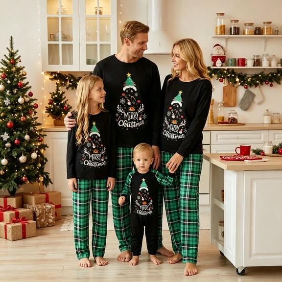 Lvotionpl 2026 Matching Family Christmas Pajamas Set, Christmas PJs Long Sleeve Top and Pants, Holiday Sleepwear, Xmas Pajama Sets