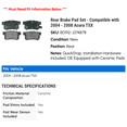 thumbnail image 2 of Rear Brake Pad Set - Compatible with 2004 - 2008 Acura TSX 2005 2006 2007, 2 of 2