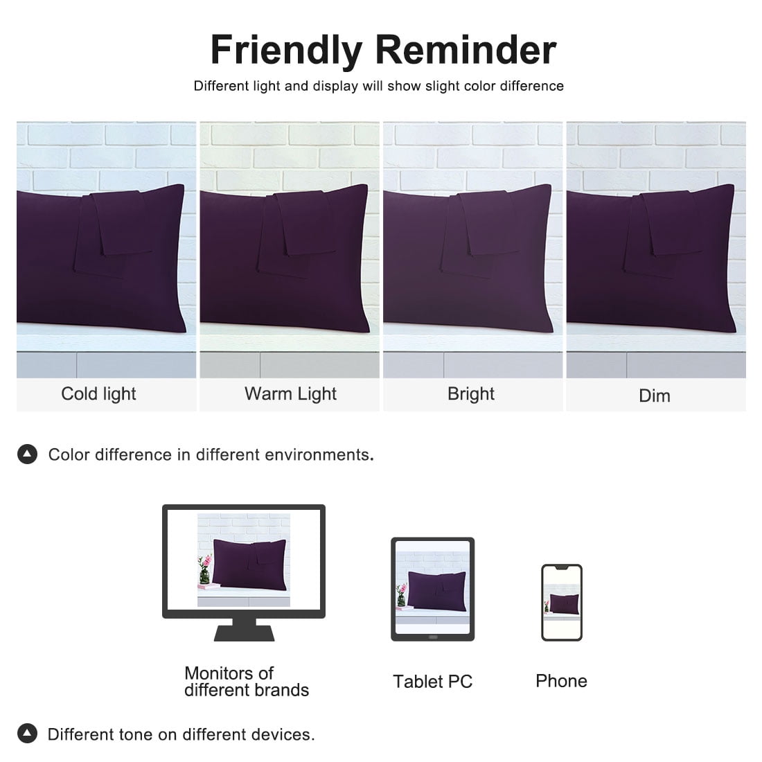 Unique Bargains 6 Piece Breathable Egyptian Cotton Pillow Case Cover Deep Purple King