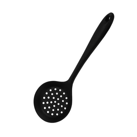 

Food Grade Silicone Colander Non-stick Hot Pot Spoon Large Capacity Slotted Spoon Bar Strainer Cooking Utensil (Black)