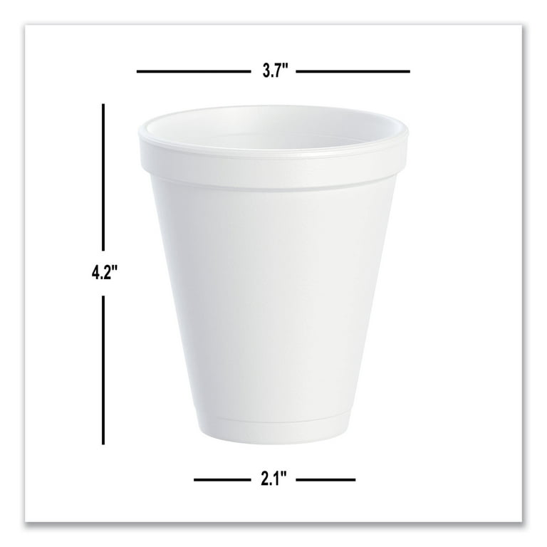 Dart Foam Drink Cups, 12 oz, Squat, White, 1,000/Carton 