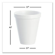 Dart Foam Drink Cups, 12 oz, Squat, White, 1,000/Carton